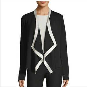 Eileen Fisher Black With White Trim Tencel Cardigan XS